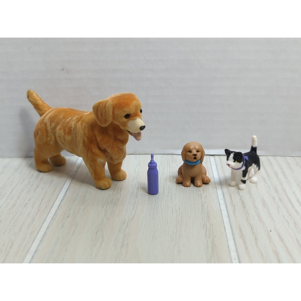 Barbie Doll Lovin Puppy Pet Golden Retriever Dog + Kennel puppy kitten bottle